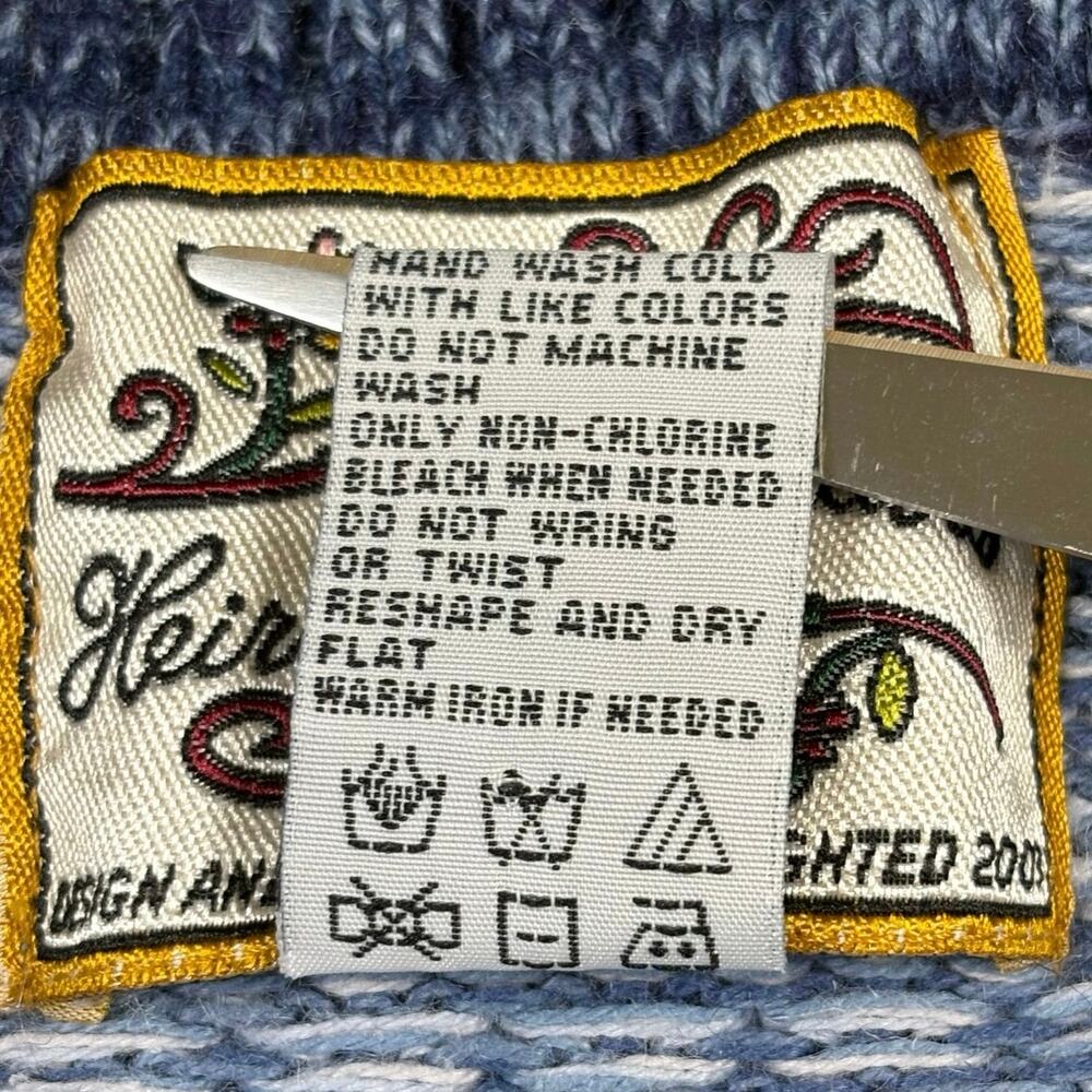 Heirloom Collectibles Vintage Hand Knit Zip Up Cardigan Sweater Women's M Blue - Picture 7 of 12